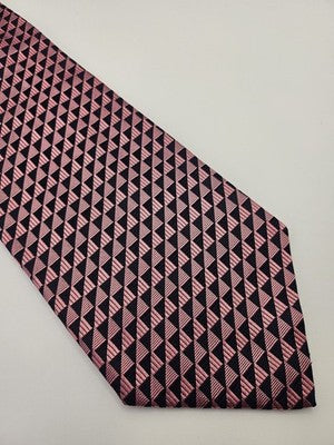 Paul Smith Silk Tie Mens Pink Black Geometric Triangles Wedding Neck Tie Vintage Retro Formal