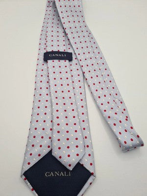Canali Blue red Spotty Pattern Wide Mens Silk Tie Classic Designer Necktie BX10 Vintage Retro