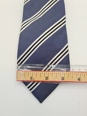 M and S Blue Stripe Formal Work Silk Tie | Designer Mens Tie UK  BX13 Vintage Re Retro Wedding