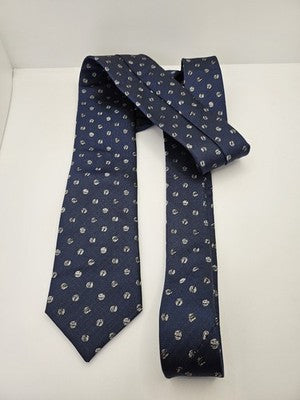 Ted Baker Silk Tie Mens Blue Silver Polka Dot Spotted Wedding Neck Tie Vintage Retro Formal