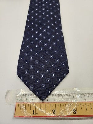 Aquascutum Silk Tie Mens Blue Geometric Diamond Spot Vtg Wedding Neck Tie Vintage Retro Formal
