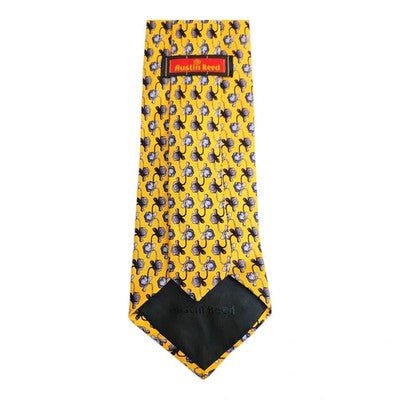 Austin Reed Yellow and Blue Floral Pattern Silk Tie Mens Vintage Retro Wedding Formal Designer