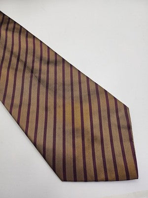 Paul Smith Silk Tie Mens Gold Purple Striped Vtg Wedding Neck Tie Clearance Vintage Retro