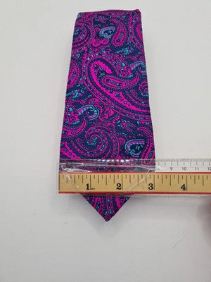 Bright Purple Paisley pattern Mens Silk Tie Classic Designer Necktie BX3 Vintage Retro Wedding