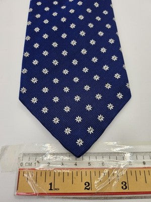 Charles Tyrwhitt Silk Tie Mens Blue White Floral Daisy Wedding Neck Tie Vintage Retro Formal