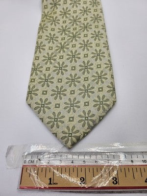Ted Baker Endurance Silk Tie Mens Green Floral Geometric Wedding Neck Tie Vintage Retro Formal