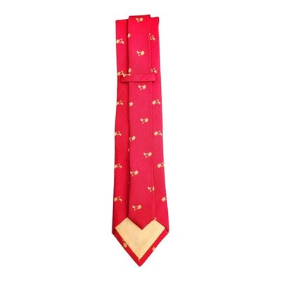 TM Lewin Red Silk Tie with Yellow Scooter Motif Mens Vintage Retro Wedding Formal Designer