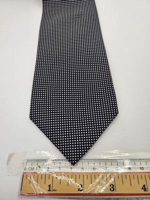 Aquascutum Silk Tie Mens Navy Blue White Micro Dot Geometric Wedding Neck Tie Vintage Retro