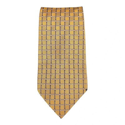 TM Lewin Mustard Yellow Jacquard All Silk Tie Mens Vintage Retro Wedding Formal Designer