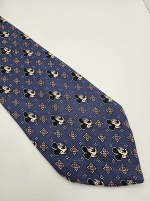 Disney Mickey Unlimited Silk Tie Mens Blue Novelty Mickey Mouse Neck Clearance Vintage Retro