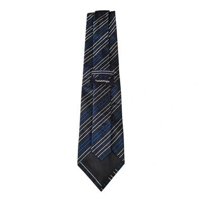 Taylor and Wright Navy Blue Striped Silk Tie Mens Vintage Retro Wedding Formal Designer Classic