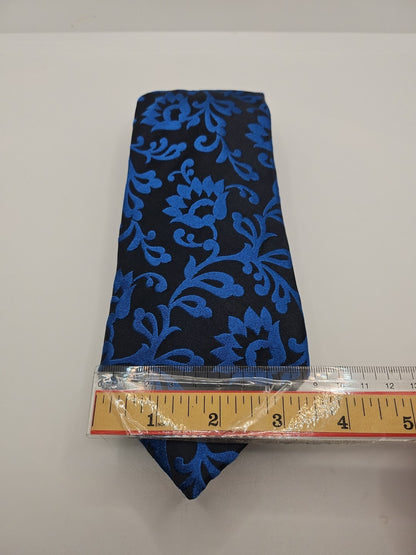 Duchamp Black / Blue Floral Pattern Mens Silk Tie Wedding Formal Neck Tie BX17