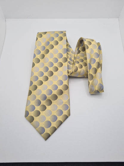 Ted Baker Yellow Circle Mens Silk Tie Classic Designer Necktie Formal Vintage Mens Tie UK BX5