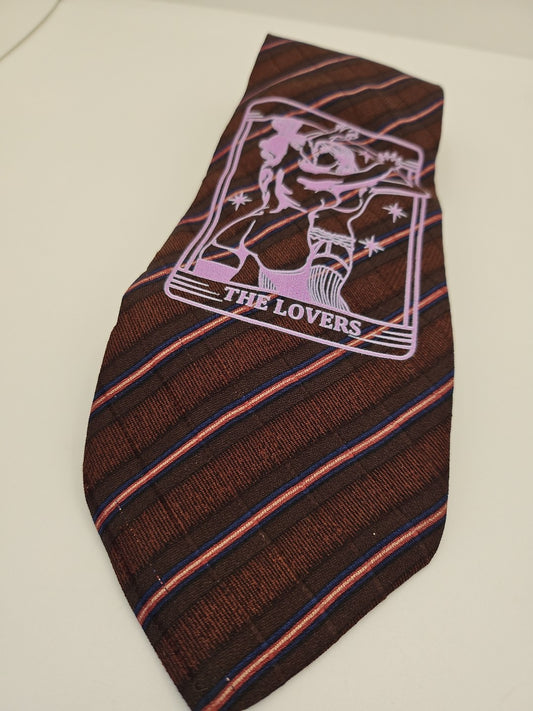 Dupont Tarot Brown Tie | Reworked Vintage Mens Tie UK | Statement Novelty BX13