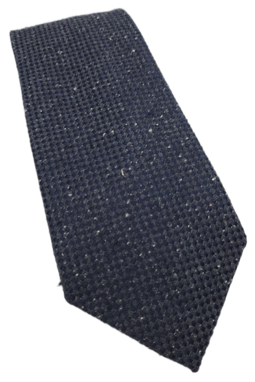 Charles Tyrwhitt Silk Tie Mens Dark Grey Navy Blue Textured Pattern Necktie BX11