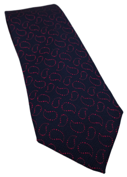 Charles Tyrwhitt Silk Tie Mens Navy Blue Red Droplet Paisley Y2k Neck Tie BX13