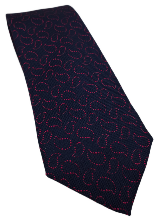 Charles Tyrwhitt Silk Tie Mens Navy Blue Red Droplet Paisley Y2k Neck Tie BX13