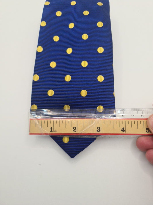 Charles Tyrwhitt Blue Yellow Spotty Mens Silk Tie Classic Designer Necktie Spotted Vintage Mens Tie UK BX8