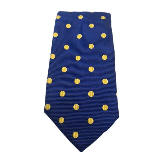 Charles Tyrwhitt Blue Yellow Spotty Mens Silk Tie Classic Designer Necktie Spotted Vintage Mens Tie UK BX8