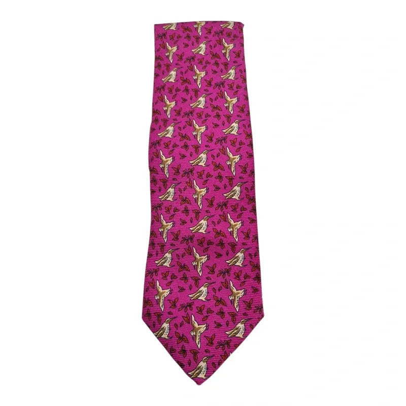 Neck Tie Silk Bird Pattern Pink Augustus Hare Luxury Formal Mens Wear