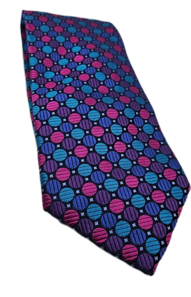 Circle Purple Retro pattern Mens Silk Tie Wedding Formal Neck Tie BX15