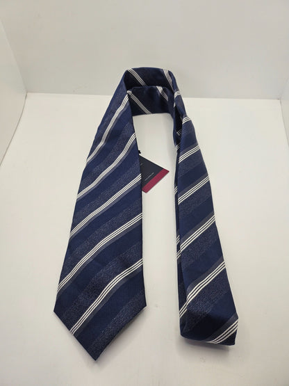 Charles Tyrwhitt Silk Tie Mens Navy Blue Striped Business Vtg Retro Necktie BX10