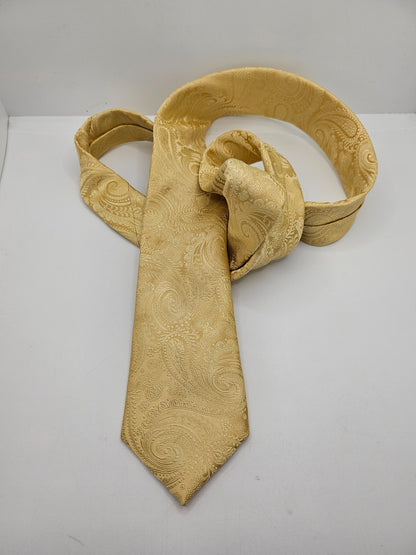 Moss 1851 Silk Tie Mens Gold Paisley Jacquard Business Vintage Retro Necktie BX1