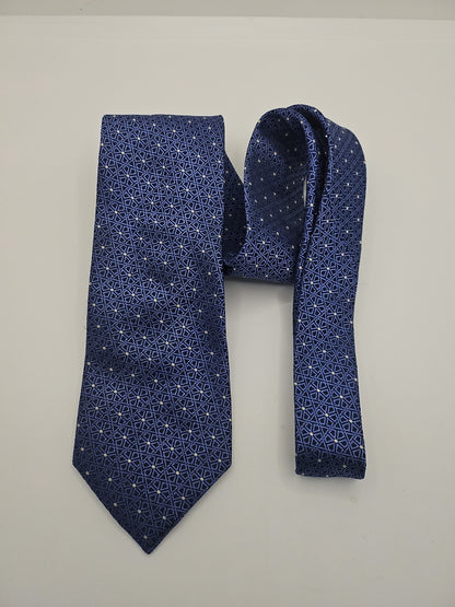 Charles Tyrwhitt Blue Geometric Mens Silk Tie Wedding Formal Neck Tie BX15