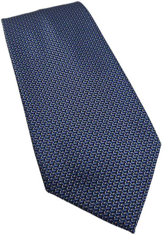 Marks & Spencer Silk Tie Mens Blue Geometric Business Vintage Retro Necktie BX12