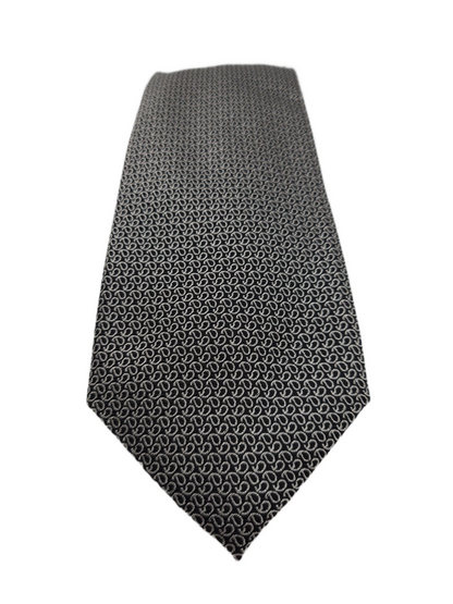 Charles Tyrwhitt Silk Tie Mens Charcoal Grey Geometric Patterned Necktie BX13