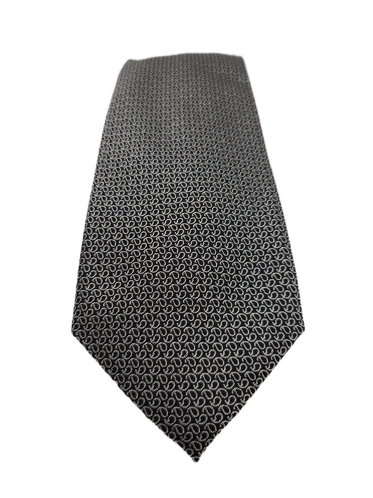 Charles Tyrwhitt Silk Tie Mens Charcoal Grey Geometric Patterned Necktie BX13