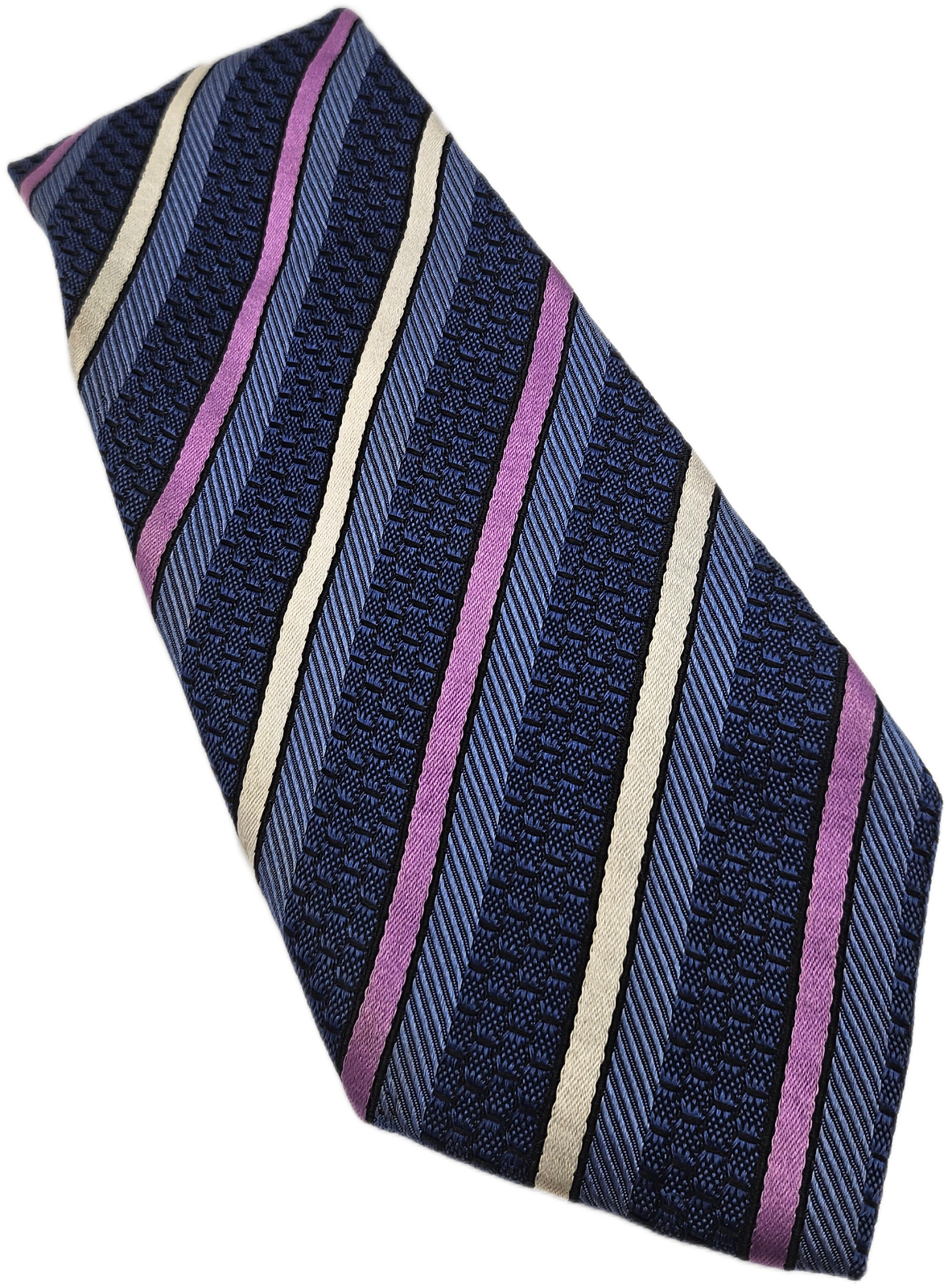 Ted Baker Knotted Silk Tie Mens Blue Pink Textured Striped Vintage Neck Tie BX15