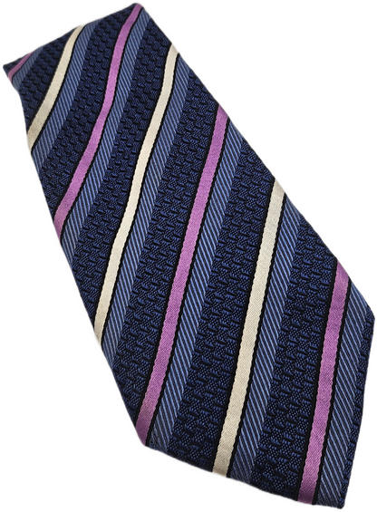 Ted Baker Knotted Silk Tie Mens Blue Pink Textured Striped Vintage Neck Tie BX15