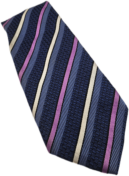 Ted Baker Knotted Silk Tie Mens Blue Pink Textured Striped Vintage Neck Tie BX15