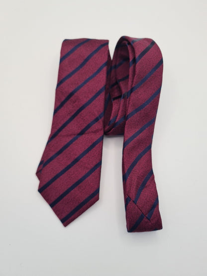 Charles Tyrwhitt Stripe Skinny Maroon Mens Silk Tie Classic Formal Necktie Striped Vintage Mens Tie UK BX14