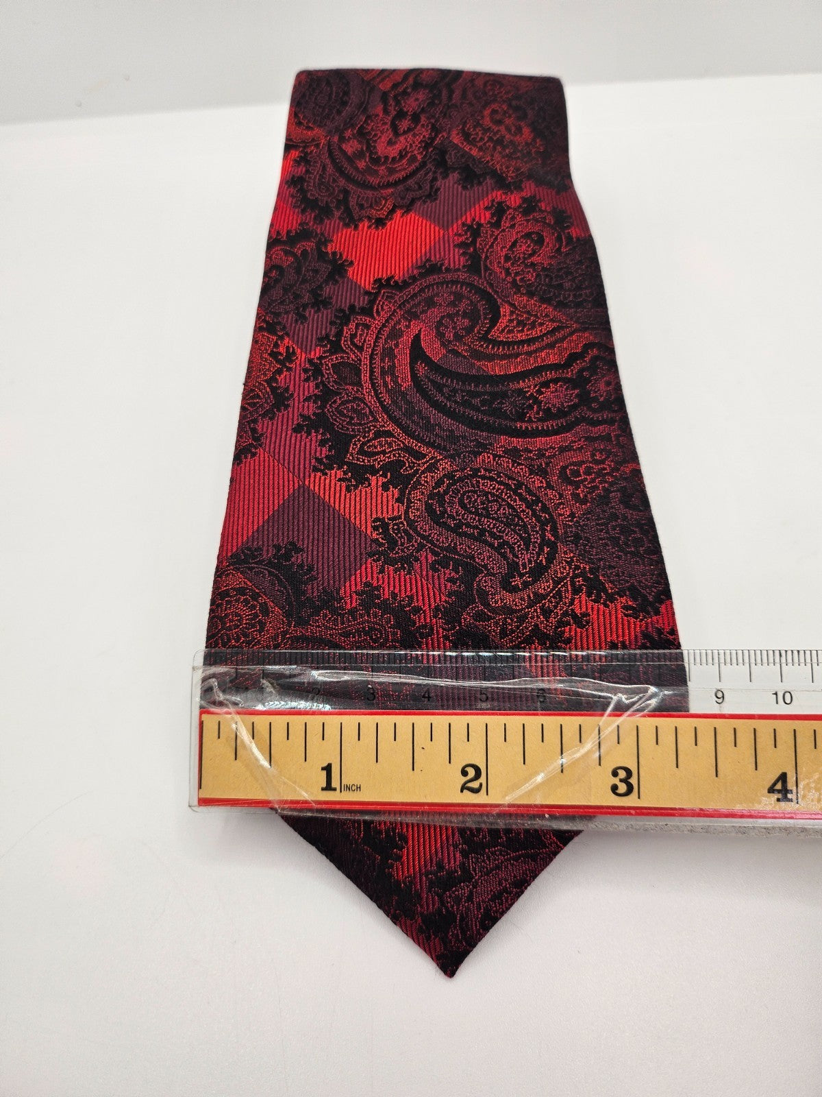 Hawes & Curtis Silk Tie Mens Red Black Paisley Geometric Vintage Neck Tie BX25