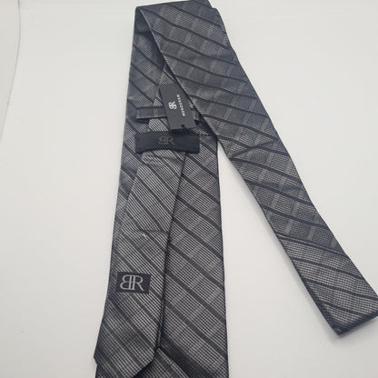 Grey Striped Mens Silk Tie Classic Designer Necktie Formal Business Striped Vintage Mens Tie UK BX9
