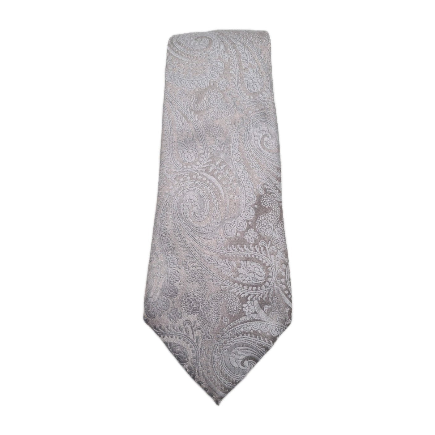 Moss Silver Paisley Jacquard Mens Silk Tie Classic Designer Necktie Paisley Vintage Mens Tie UK BX11