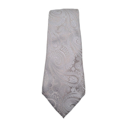 Moss Silver Paisley Jacquard Mens Silk Tie Classic Designer Necktie Paisley Vintage Mens Tie UK BX11