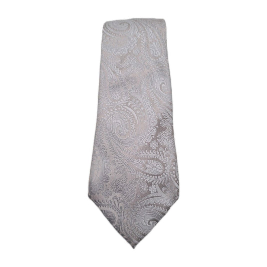 Moss Silver Paisley Jacquard Mens Silk Tie Classic Designer Necktie Paisley Vintage Mens Tie UK BX11