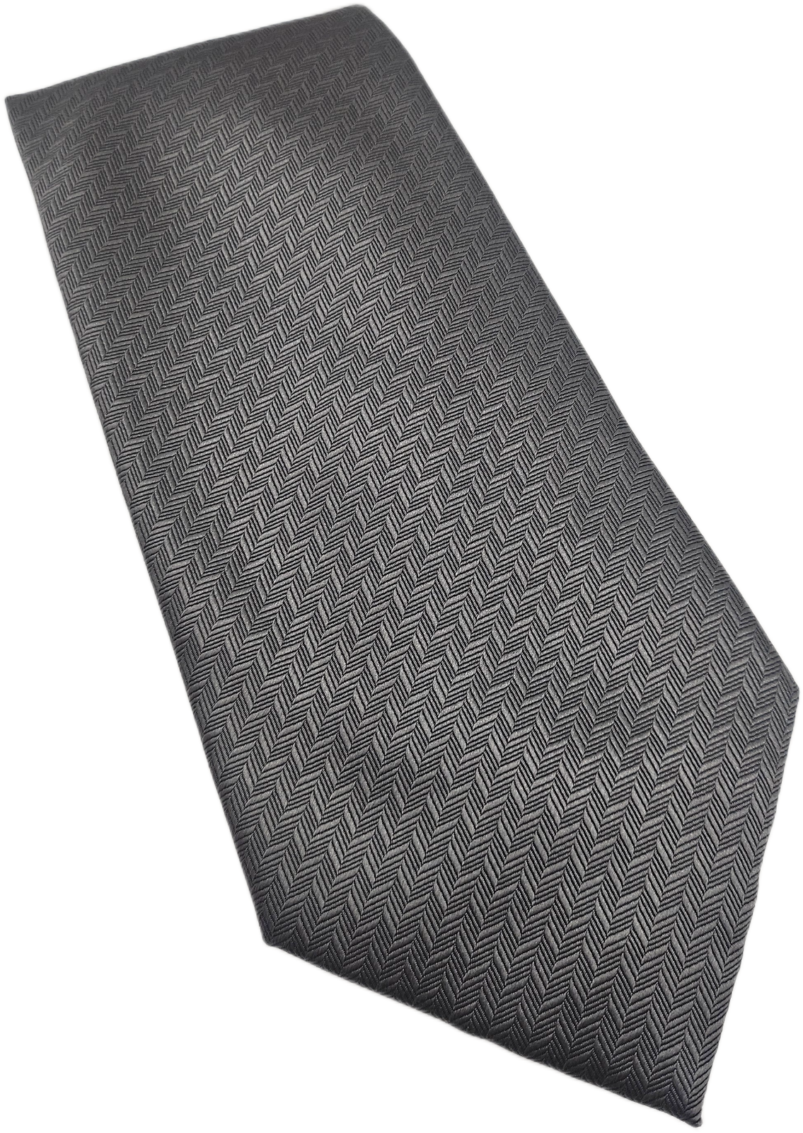 Hisdern Silk Tie Mens Charcoal Grey Herringbone Business Vtg Retro Neck Tie BX24