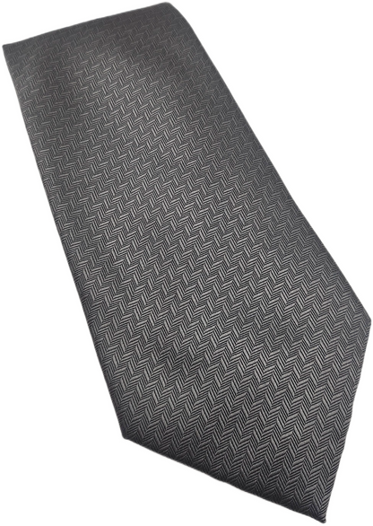 Hisdern Silk Tie Mens Charcoal Grey Herringbone Business Vtg Retro Neck Tie BX24