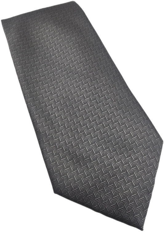 Hisdern Silk Tie Mens Charcoal Grey Herringbone Business Vtg Retro Neck Tie BX24