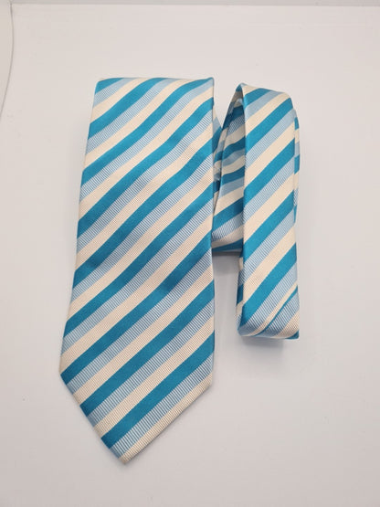 Charles Tyrwhitt Green White Stripe Mens Silk Tie Classic Designer Necktie Striped Vintage Mens Tie UK BX11