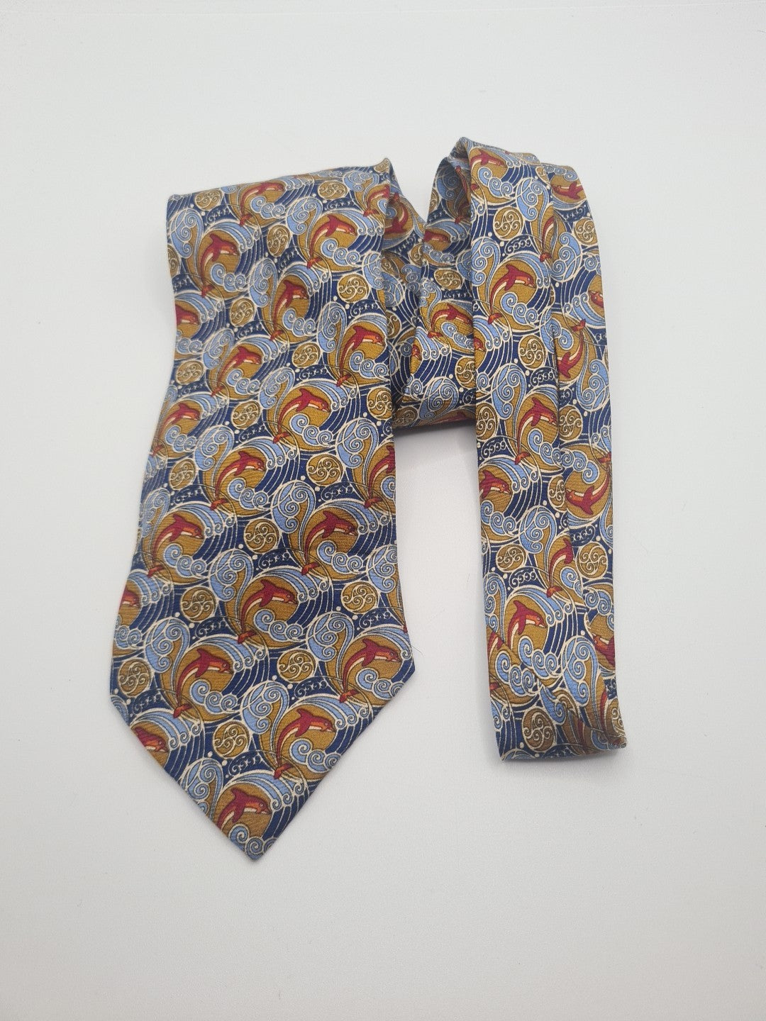 Vintage Aquascutum Sea Dolphin Mens Silk Tie Classic Designer Necktie Formal Vintage Mens Tie UK BX9