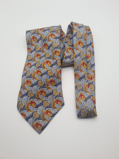 Vintage Aquascutum Sea Dolphin Mens Silk Tie Classic Designer Necktie Formal Vintage Mens Tie UK BX9