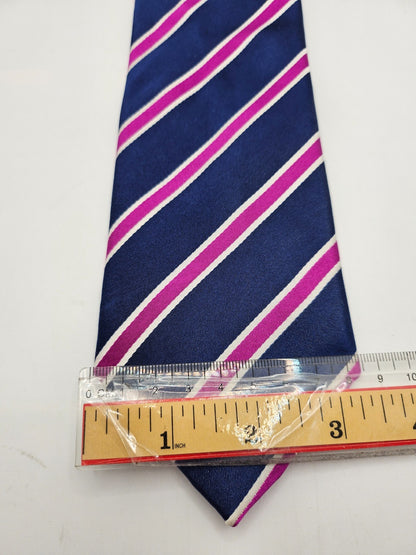 Marks & Spencer Silk Tie Mens Navy Diagonal Regimental Stripe Retro Neck Tie BX2
