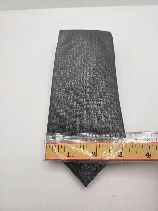 Hisdern Silk Tie Mens Charcoal Grey Herringbone Business Vtg Retro Neck Tie BX24