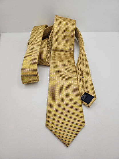 Moss 1851 Silk Tie Mens Yellow Textured Micro Dot Business Vintage Neck Tie BX1