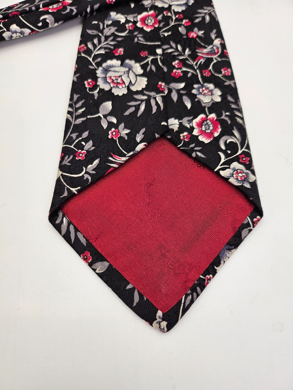 YSL Yves Saint Laurent Mens Silk Tie Floral Print Vtg Retro Wedding Neck Tie R9